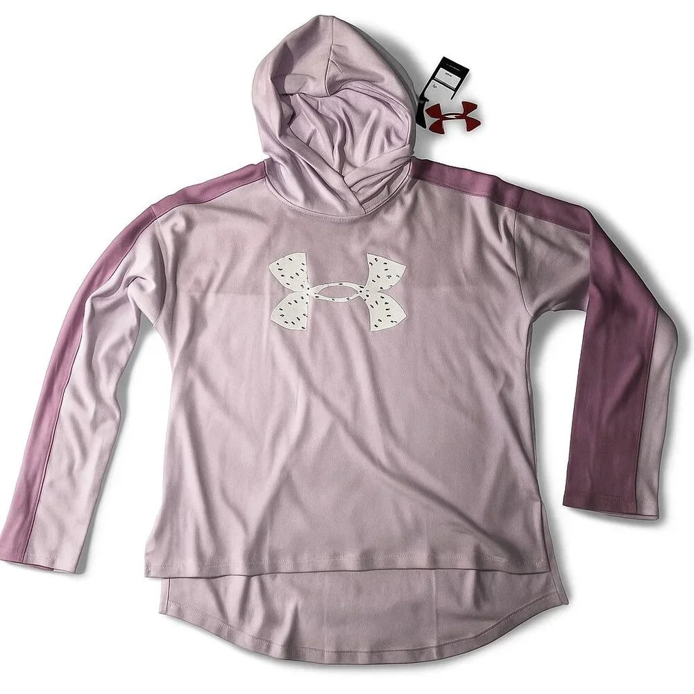 Under Armour Favorite Jersey Hoodie Girls' XLarge Purple & White Logo Athleisure - Picture 13 of 16